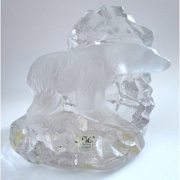 Bergdala Sweden Polar Bear in Ice Art Glass Paperweight/Sculpture Crystal  - VTG - Picture 8 of 16